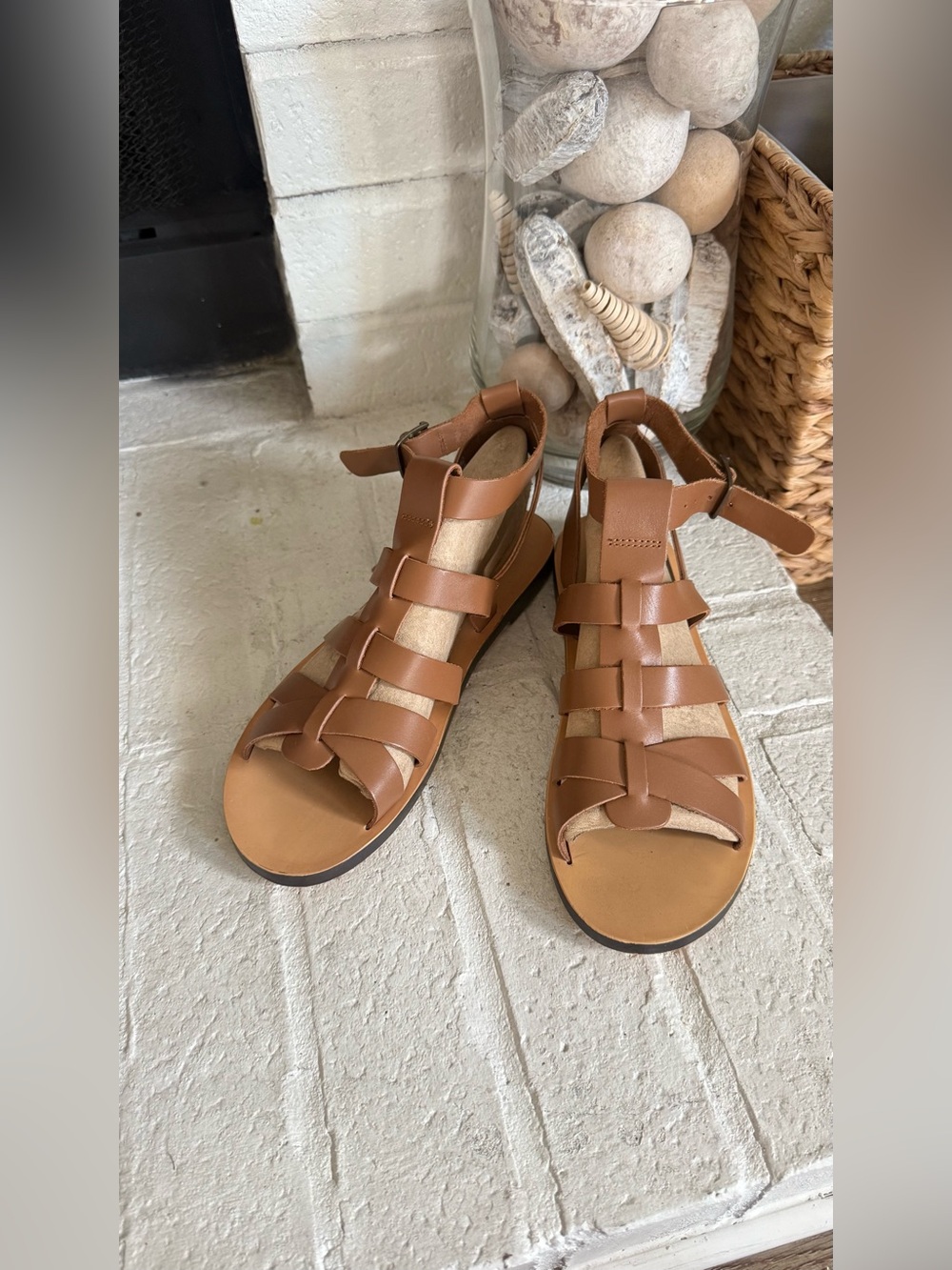 Zara Brown Genuine Leather Gladiator Fisherman Sandals EU 39 Fits 38 - Picture 2 of 9